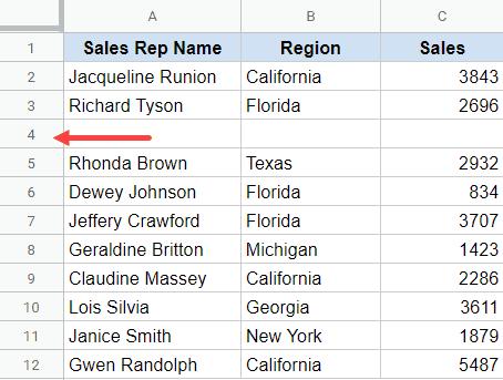Cách chèn nhiều hàng trong Google Sheets 